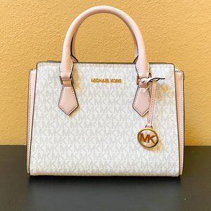 Michael Kors | Bags | Michael Kors Hope M Satchel Bag Mk White Pink |  Poshmark